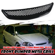 For 2001-2003 Honda Civic EM2 ES1 JDM Front Bumper Hood Mesh Black Grille Grill