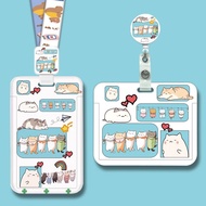 Ins Cat Work Card Badge Easy Pull Buckle Work Card Nurse ID Badge Holder Retractable Card Holder ID 