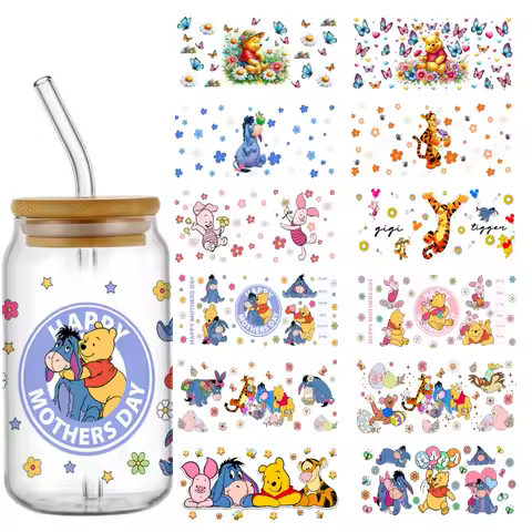 Funko Winnie the Pooh and friends iPattern Designs UV DTF 3D Sticker for 16oz Libbey Cup Self Adhesi
