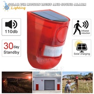 Solar Sound Alert Flash Warning Sound & Light Alarm Motion Sensor Siren  Strobe Security Alarm Syste