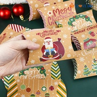 10/12Pcs Christmas Cartoon Santa Claus Elk Wreath Candy Boxes/ DIY Small Kraft Paper Cookie Gift Packaging Boxes