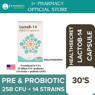 [i+ PHARMACY] HEALTH SECRET LactoB-14 (30'S) | 25 Bilion CFU Probiotik + Prebiotik | 14 Jenis Strain