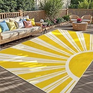 Arenarug Indoor Outdoor Area Rug Boho Sun Rainbow Washable Outdoor Patio Rugs Medieval Aesthetic Vin