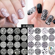 HOT 16 Sheets Flower Chic Lace Foils Nail Sticker / 3D Nail Art Stickers Stripe Line / DIY Transfer 
