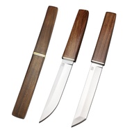 HUAAO 2PCS Fixed Blade Knives, Drop Point Knife & Tanto Knife, D2 Knife with Wood Handle, for Campin