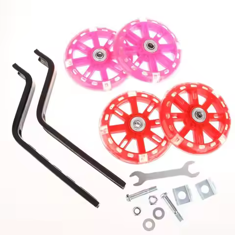 【O】Kids Bike Training Wheels Bike Flash Mute Wheel Bicycle Stabiliser Mounted Kit For 12/14/16/18/20
