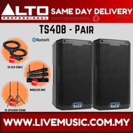 Alto TS408 2000W 8" Powered Speaker w/UG-88HH Wireless Mic, Speaker Stand and Cable - Each / Pair ( 