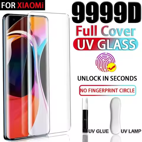 9999D Full Cover UV Tempered Glass For Xiaomi Mi 13 12 11 10 12X 12S Ultra Pro Note10 Lite Screen Pr