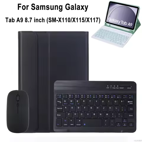 For Samsung Galaxy Tab A9 8.7 Inch Case, Keyboard Cover for Samsung Tab A9 SM-X110/X115/X117