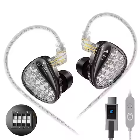 KZ ZA12 2DD+4BA Hybrid IEM Headphones Wired InEar Monitor Hifi Adjustable Tuning Earphones Sports No