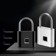 Glowingbubbles Smart Fingerprint Padlock Waterproof Biometric Fingerprint Keyless Door Lock USB Rechargeable Security Padlock For House Unlock GBS