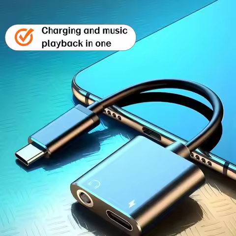 Type-C 2 in 1 Digital Audio Adapter, USB C to 3.5mm Audio Jack + Type-C Charger Port DAC Audio Split