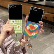 【Fold Hinge】Hard PC For SAMSUNG Z Flip 7 6 5 4 3 Plated Skin Rainbow Love Smile Flower Bracelet Shoc