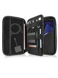 12.9吋ipad Pro 2018-2022硬質作品集袖套,附配件口袋的平板電腦便攜包,黑色,適用於商務、旅行、學校、大學、辦公室
