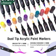 CFSTORE 24 Colors Acrylic Paint Pens Dual Tip Acrylic Paint Markers Art Set with Brush Tip and Fine 