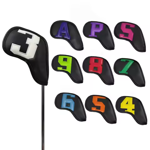 10 pieces colorful black golf club cover magnetic type 3-9APS golf club protection cover scratch-res