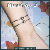 GELANG TALI HITAM INISIAL HURUF COUPLE / GELANG TALI POLOS KOREA MANIK - H