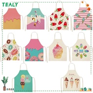 TEALY Kitchen Apron Cotton Linen Ice Cream Oil-proof Cooking