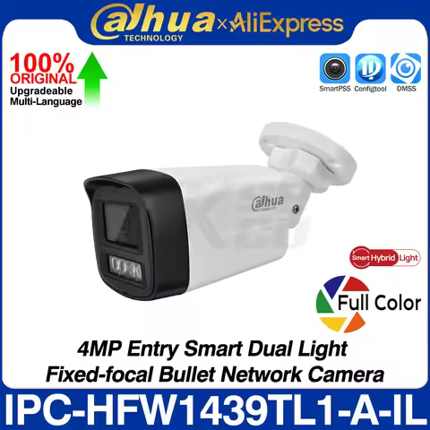 Dahua Original IPC-HFW1439TL1-A-IL 4MP Entry Smart Dual Light Fixed Bullet Network Camera Full Color