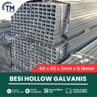 Harga Besi Hollow Galvanis 4x4 (40 x 40) Tebal 2mm panjang 6 Meter Holo Berat dan Ukuran Per Batang 