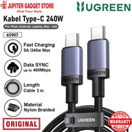 UGREEN 65907 Type C to Type C Fast Charging 240W Nylon Braided Cable