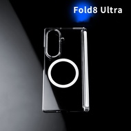 Compatible For SAM Z Fold 7 8 Ultra Case HD Transparent Hard PC Hinge Protector Magnetic Protector C