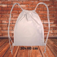 New Tas Serut Polos Putih Ukuran 30x40 Bahan Kain Blacu
