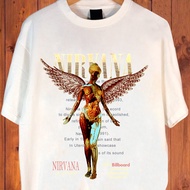 Nirvana เสื้อยืดวงดำขาว