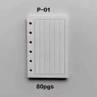 [80 PC] A7 VERTICAL LINE LOOSE LEAF 6 HOLE JOURNAL PAPER INSERT REFILL