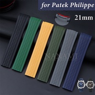 21mm Curved End Silicone Watch Strap for Patek Philippe Aquanaut 5164/5167/5168 Replacement Waterpro