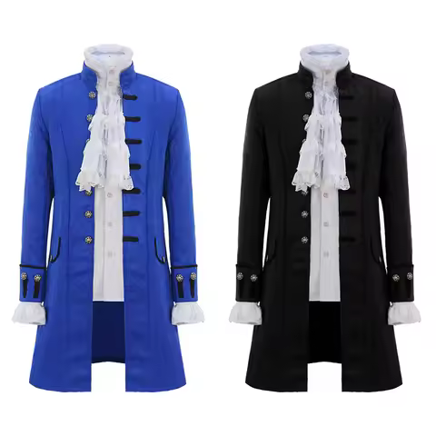 Men Medieval Vintage Prince Costume Pirate Cosplay Shirt Trench Renaissance Victorian Edwardian Men 