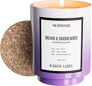 Hidden Label Orchid & Sandalwood Soy Candle, 12oz/75-Hour Burn Time, 100% Natural Soy Wax, Aromather