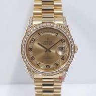 ROLEX 勞力士 18388 Day-Date 蠔式18K金 原廠鑽圈 原廠鑽腳 MA多層鑽面盤 大眾當舖B462