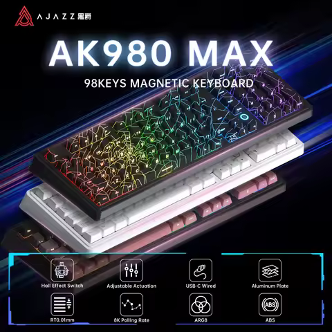 AJAZZ AK980 MAX Wired Magnetic Switch Keyboard 0.01mm 8K Mechanical Keyboards Hot Swap ARGB E-sports
