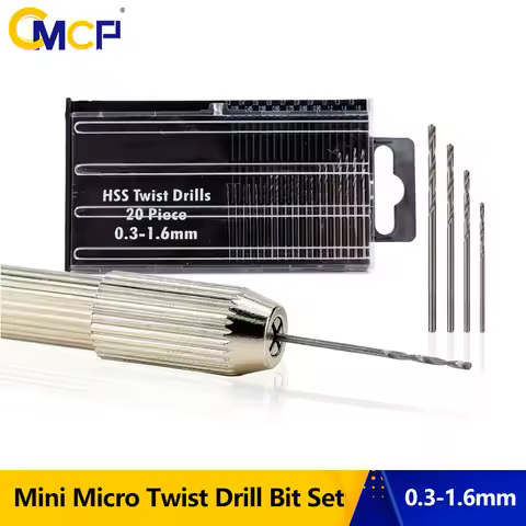 CMCP 0.3-1.6mm HSS Twist Drill Bits Mini Micro Drill Bit Set Aluminum Hand Drill Model Craft With Ca