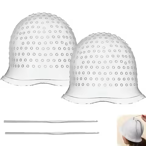 Salon Hair Coloring Cap Reusable Silicone Highlight Cap with Hook Hair Dye Hairstyling Cap with Hole