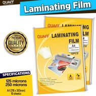 (PROMO) QUAFF Laminating Film A4 Short & Long Size 125 Microns & 250 Microns - 10pcs per pack