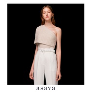 [asava aw23] Asava One-shoulder Cape Blouse เสื้อผู้หญิง ไหล่เดียว แขนเคป แต่งหนุนหัวไหล่ ซิปข้าง