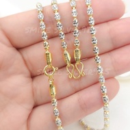 ค83 สร้อยคอ ถังโอ๊คคริสตัล Diamond cut 3mm. เงินแท้ 92.5% Italy ชุบ2กษัตริย์ (WG+G)