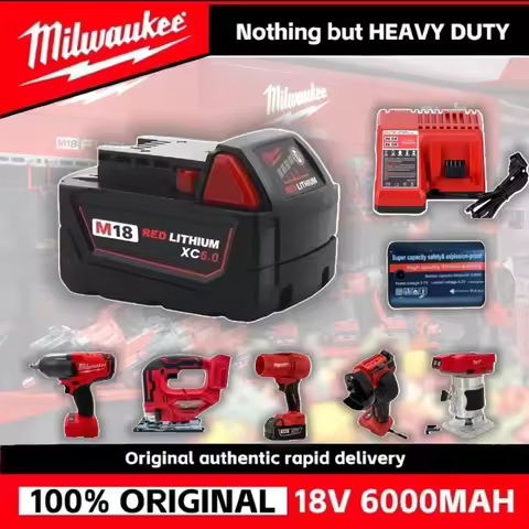 Original Milwaukee M18 Li-ion Battery 6AH High Energy Long Range Red Lithium Battery M18B5 M18HB8 18