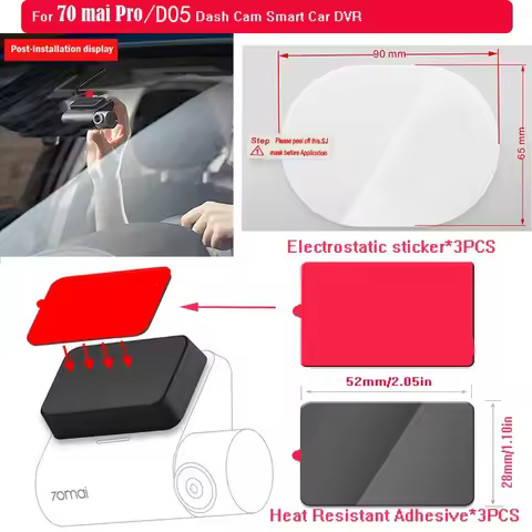 For 70mai Dash Cam Pro Dash Cam heat resistant adhesive and Static Stickers, for 70mai Pro DVR heat 