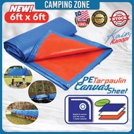 6' x 6' Multipurpose Waterproof PE Tarpaulin Canvas Sheet Truck Cover Canvas Canopy Kain Kanvas Khem