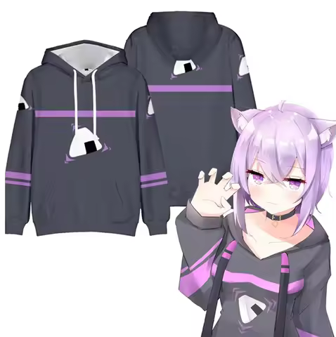 Hololive Nekomata Okayu Hoodie Ookami Mio Mori Calliope Kiryu Harajuku Hoodies Women 3D Sweatshirt S