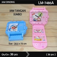 NEW ...!! (COD) JAM DINDING BENTUK JAM TANGAN PLUS FRAME DORAEMON / JAM DINDING BENTUK JAM TANGAN HE