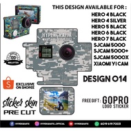 GOPRO HERO 4 , HERO 5 , HERO 6 , HERO 7, SJCAM 5000 , XIAOMI YI CAM 2K STICKER SKIN (DESIGN 014)