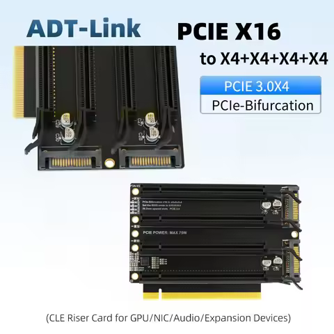 PCIe-Bifurcation x16 to x4x4x4x4 Expansion Card PCI-Express 3.0 x16 1 to 4 Way Gen3 Adapter Card SAT