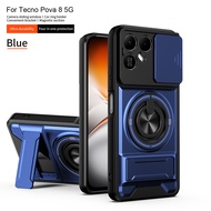 YBD Anti Phone Case for Tecno Pova 8 Pro 5G LK6 Fingerprint Proof Slide Cap Magnetic Car Mount Dual-