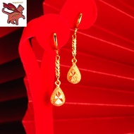 18k saudi gold pawnable legit water drop tassel earrings female niche luxury temperament fashion personality jewellery