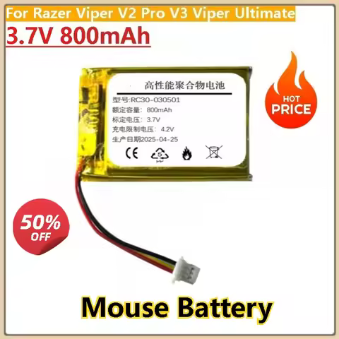 Brand New High Quality Replacement Mouse Battery 3.7V 800mAh for Razer Viper V2 Pro V3 Viper Ultimat