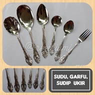 Corak sepadan💥LOOSE SUDIP UKIR & SUDU GARFU UKIR STAINLESS STEEL - simple - tebal